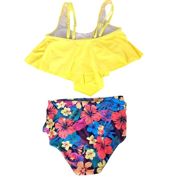 Womens Two-Piece Size S High Waisted Tropical Floral Swimsuit Vacation Beach - Picture 5 of 8
